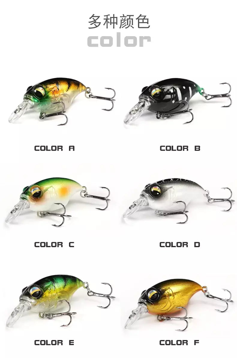 38mm 8g topwater mini crankbait isca de pesca flutuante wobbler isca dura artificial para pique walleye baixo plástico swimbait enfrentar