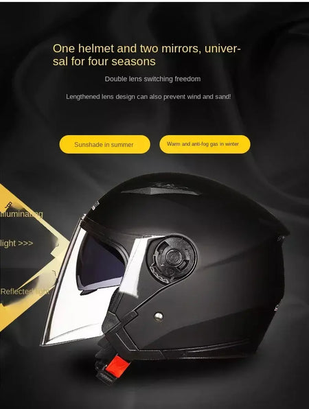 Homens motocicleta metade capacetes lente dupla scooter moto capacete casco aldeia equitação capacete de moto motocross capacetes-JIEKAI