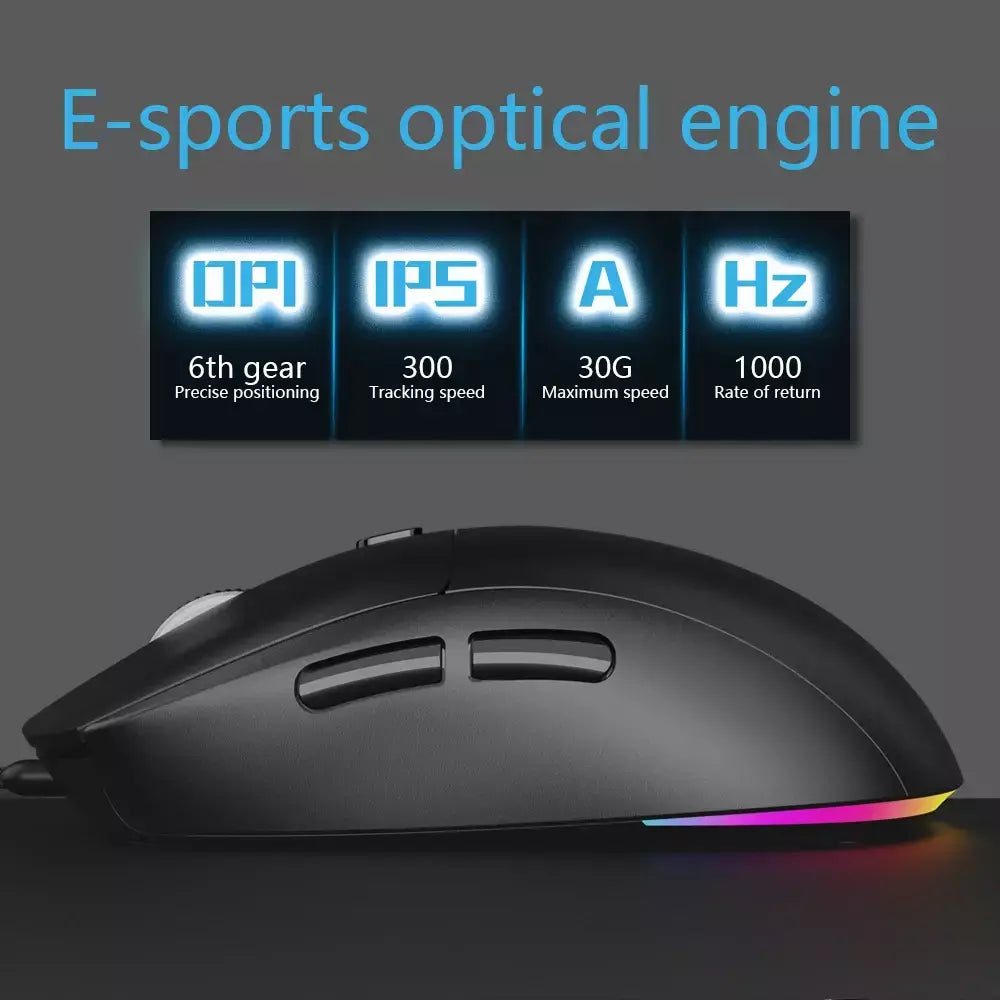 Rato de jogo com fio usb ratos mecânicos usb luz luminosa mouse óptico gamer ratos para computador portátil jogo