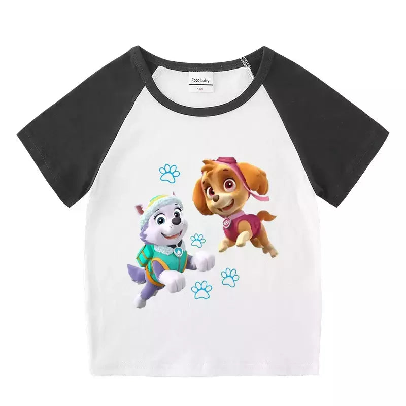 Boys Paw Patrol T-shirt manga curta Top e Shorts Set, bebê meninos roupas, roupas dos desenhos animados, terno verão, novo conjunto infantil, 2022, 2pcs