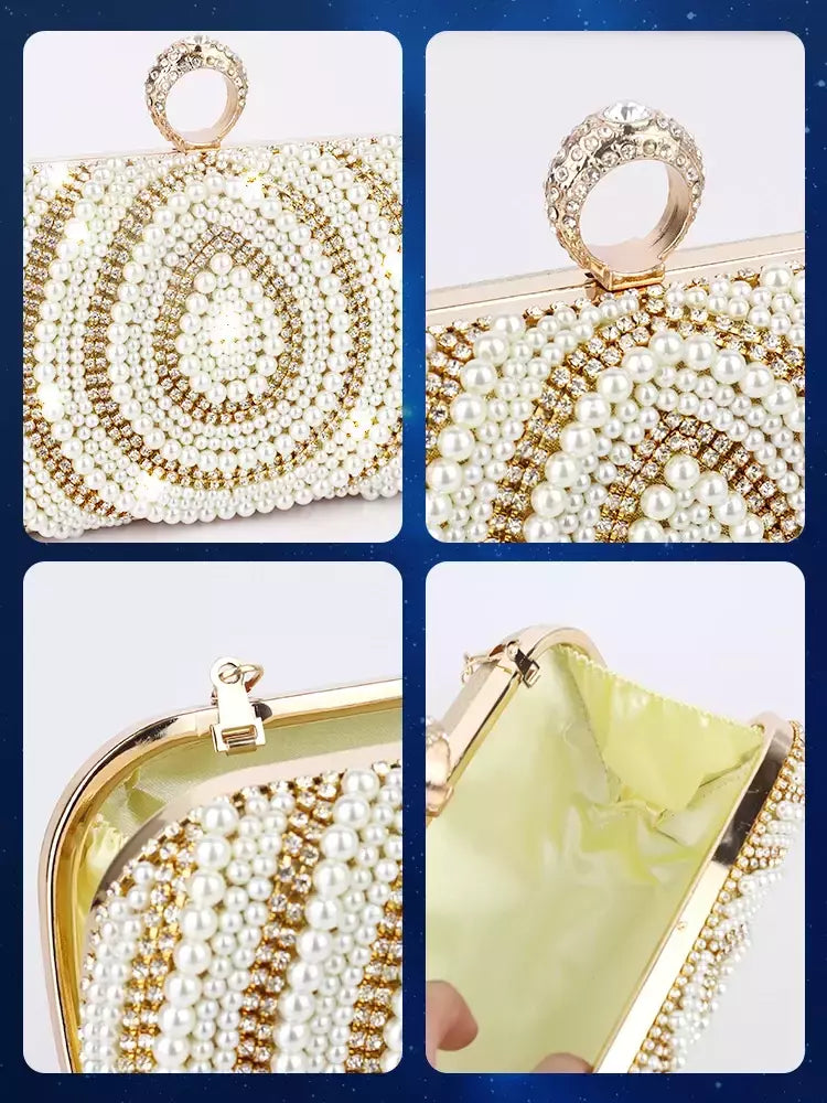 Bolsa elegante de strass para mulheres, bolsas de noite de luxo femininas, elegante bolsa pérola, festa de casamento nupcial, bolsa designer, nova