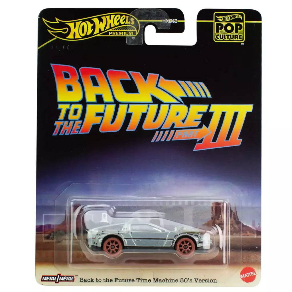 Original hot wheels premium carro cultura pop de volta para o futuro brinquedos para meninos 1/64 diecast time machine ford super de luxo presente