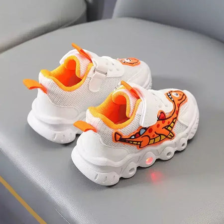 Sapatilhas LED bonitos dos desenhos animados das crianças, sapatos de malha respirável, sapatos iluminados, casual, iluminação, meninos, meninas, bebê