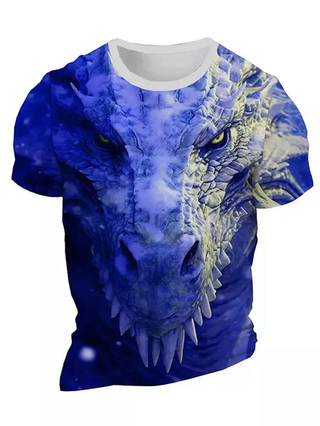 Camiseta de manga curta com estampa Dragão 3D masculina, camiseta casual diária de rua, esportes ao ar livre, moda urbana, verão
