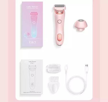 Lâminas elétricas para mulheres, biquíni aparador, rosto barbeadores, depilação, axilas e pernas, senhoras Body Trimmer, IPX7 impermeável, 2 em 1