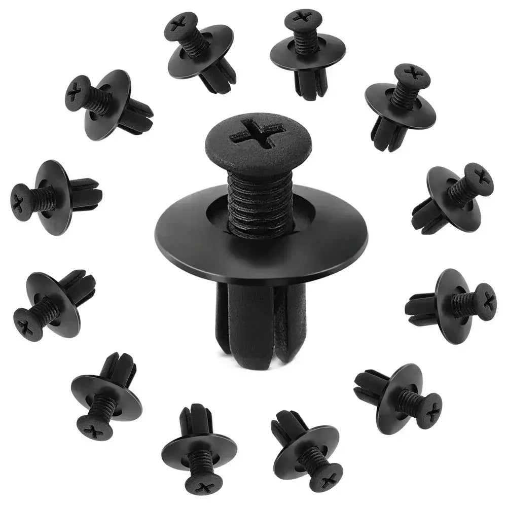 300/50 pçs 8mm fixadores de plástico parafusos universal pára-choques do carro rebites pretos fixador do carro push pin clipes acessórios automóveis