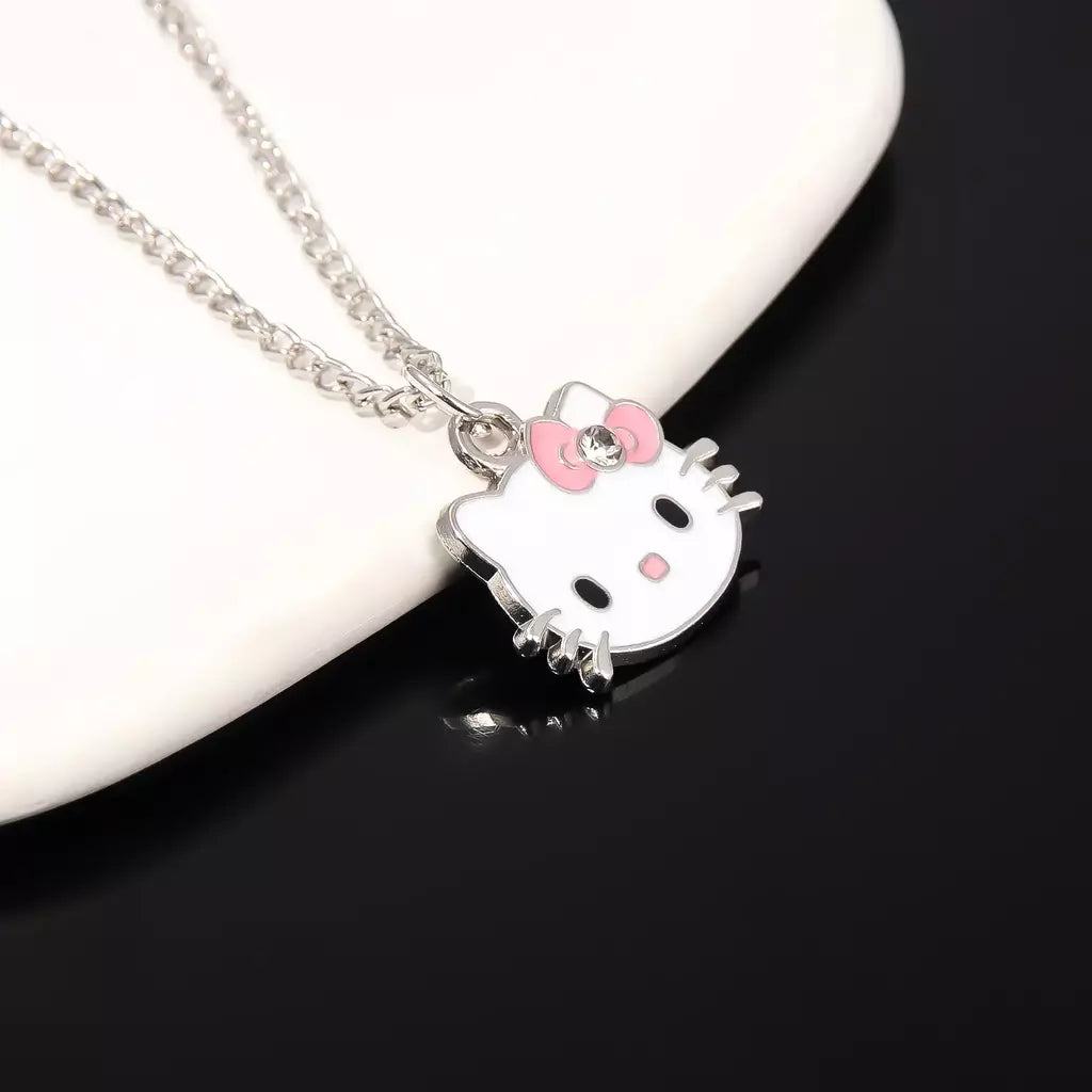 Olá kitty pingente colares moda arco bonito gato colar para mulheres homens jóias acessórios presentes menina metal kt gato pingente