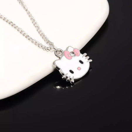 Olá kitty pingente colares moda arco bonito gato colar para mulheres homens jóias acessórios presentes menina metal kt gato pingente
