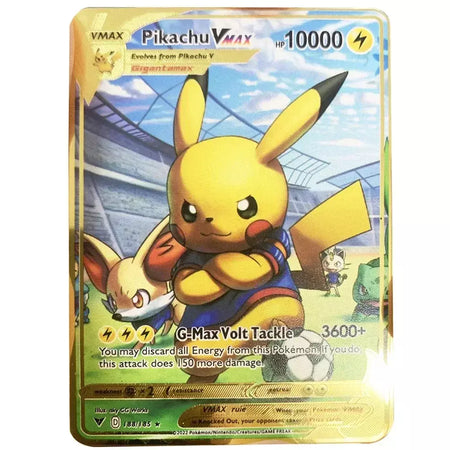 Pokemon English Metal Card Anime Pikachu Charizard Mewtwo Arceus Frog Flower Vmax GX Letters Game Collection Card Kids Toy Gifts