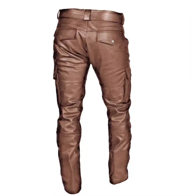 Novos Homens Calças De Couro Preto/Vermelho/Marrom Moda Masculina Dança Festa Calças Casuais Tamanho Grande 5XL