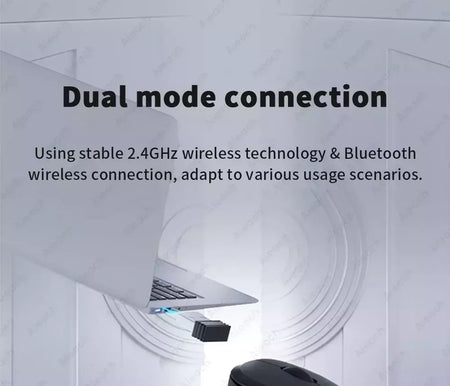 Dual Mode Mouse de Computador Sem Fio, 1600 DPI, Recarregável, Ergonômico, Bluetooth, Laptop, Notebook, iPad, Tablet, Mac, Chromebook