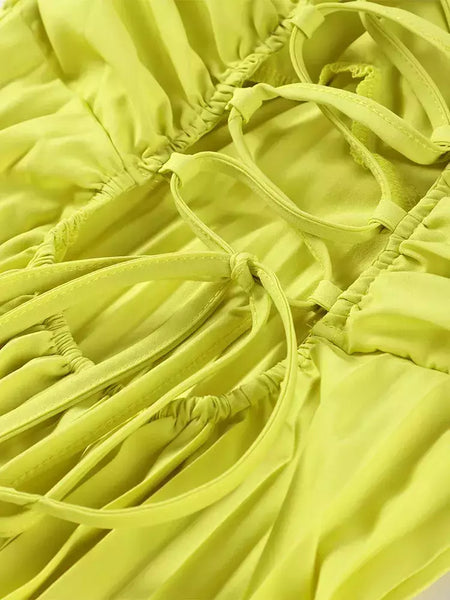 Vestido longo plissado sem alças feminino, Elegante, Sem alças, Fita, Plissado, Sexy, Sem mangas, Sem encosto, Lady, Festa à noite, Novo, Verão, 2022