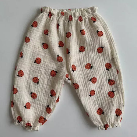 Calças de bebê de algodão orgânico recém-nascidos outono primavera verão inverno bonito impressão macia musselina roupas calças pantalons capris