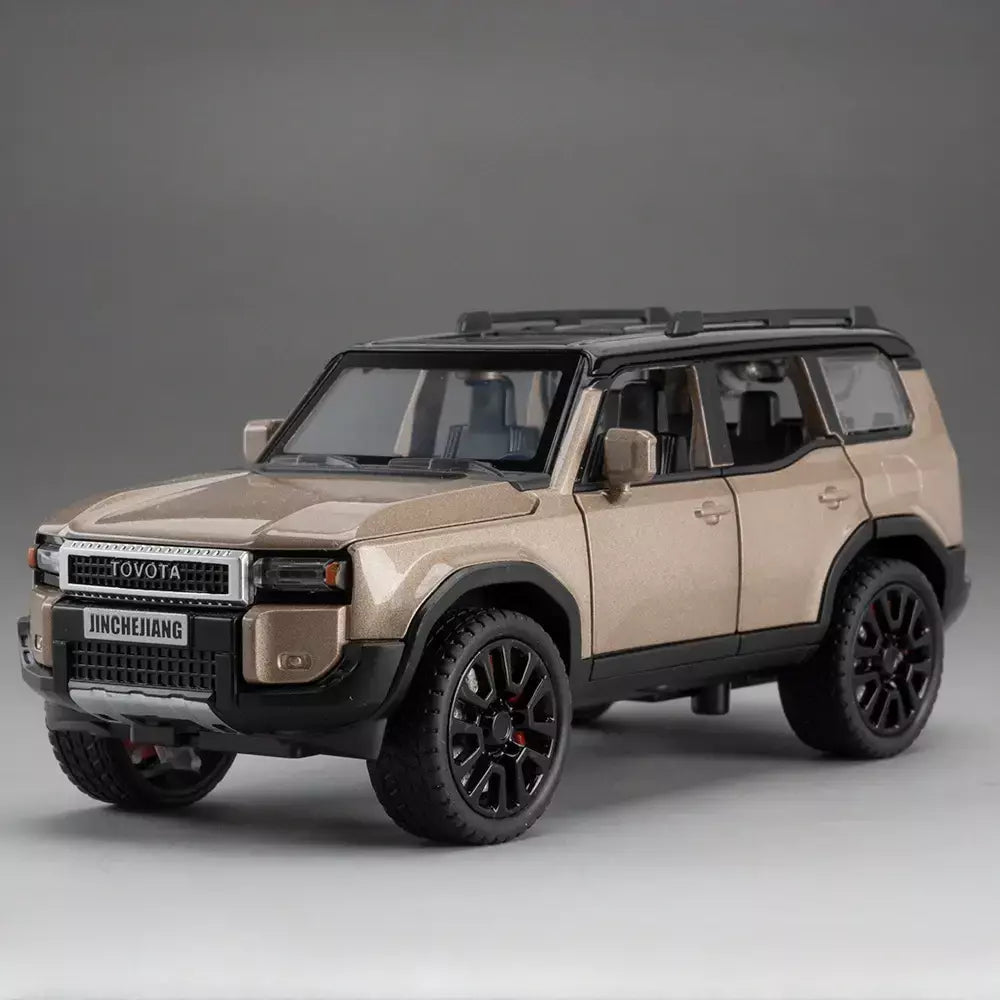 1:32 prado suv modelo de carro brinquedos liga fundição puxar para trás 6 portas abertas som luz veículo off-road presentes para crianças coleção