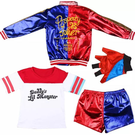 Robe Anime pour adultes, Traje pour femmes, perruque Quinn pour filles, camiseta, veste Joker, Fantasia de Halloween,