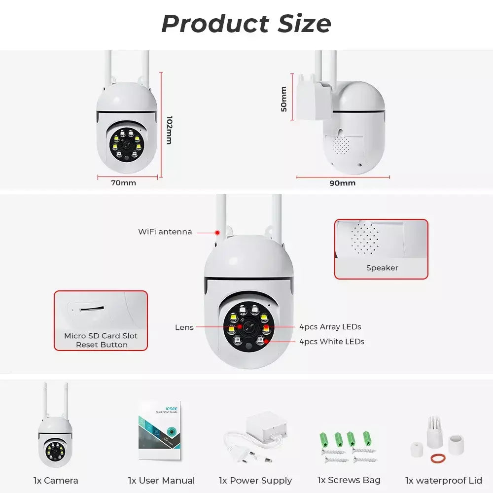 4mp wifi câmera ao ar livre 2k hd segurança ptz câmera ip ai detecção automática rastreamento interior bebê noite cor câmera de vigilância icsee