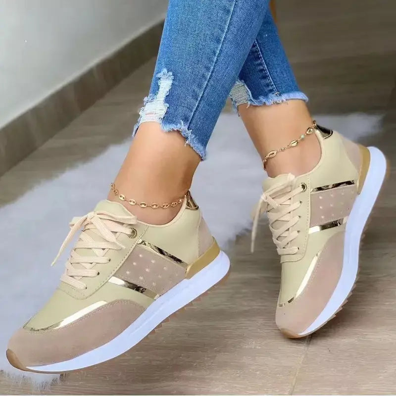 Novas mulheres tênis plataforma sapatos de couro retalhos sapatos esportivos casuais senhoras ao ar livre correndo sapatos vulcanizados zapatillas mujer