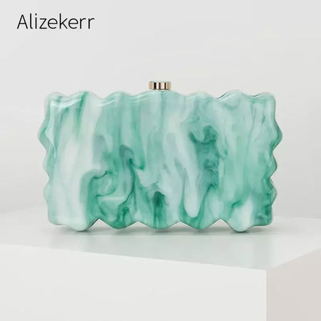 Alizekerr onda-como caixa de acrílico sacos de noite feminino 2024 boutique elegante marmorizado bolsas de embreagem e bolsas festa de casamento