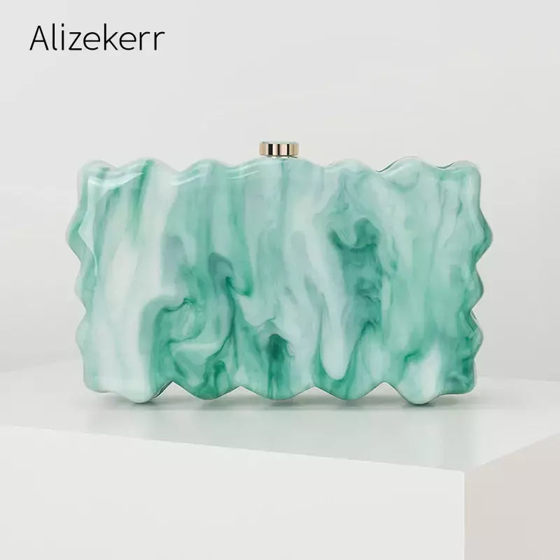 Alizekerr onda-como caixa de acrílico sacos de noite feminino 2024 boutique elegante marmorizado bolsas de embreagem e bolsas festa de casamento