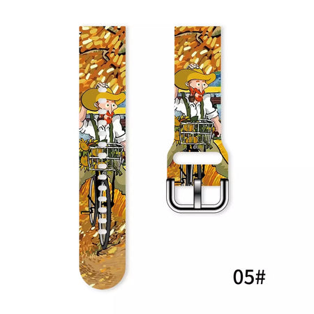 Pulseira impressa série van gogh de 20mm para samsung galaxy watch 7/6/5 40mm 44mm pulseira substituível para xiaomi huawei amazfit