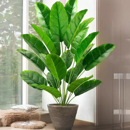 65-125cm/47.2in grande palmeira tropical falso banana planta folhas toque real strelitzia reginae planta de plástico para casa jardim