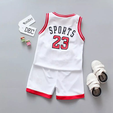 Conjunto de roupas infantis de verão, roupas esportivas de basquete, tops sem mangas + shorts, 2 peças/terno, meninos e meninas