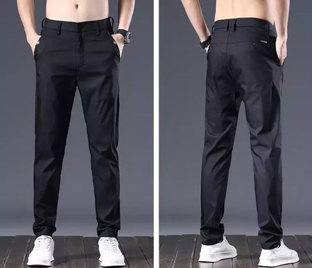 Calça reta masculina de alfaiataria social, calça masculina de algodão, para cima fina e casual, calça empresarial chinesa, clássica, para cima, verão