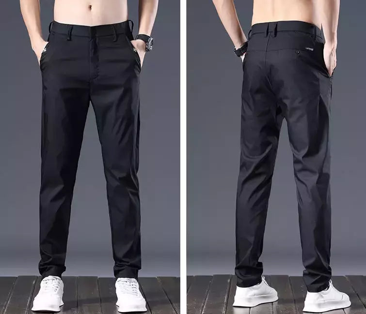 Calça reta masculina de alfaiataria social, calça masculina de algodão, para cima fina e casual, calça empresarial chinesa, clássica, para cima, verão