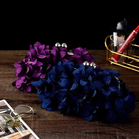 Bolsa de embreagem floral para mulheres, bolsa de casamento para noivas e senhoras, 8 cores, branco, azul, roxo, sacos de flores de noite