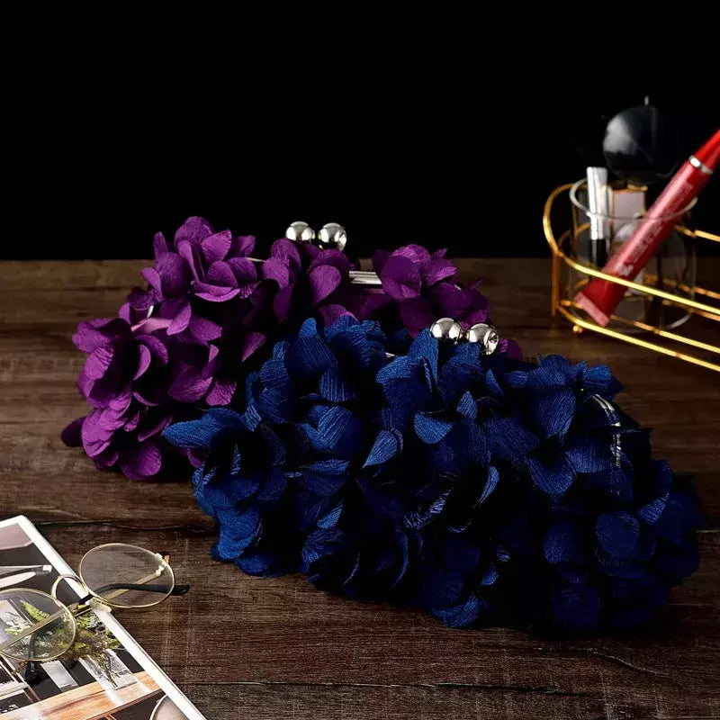 Bolsa de embreagem floral para mulheres, bolsa de casamento para noivas e senhoras, 8 cores, branco, azul, roxo, sacos de flores de noite