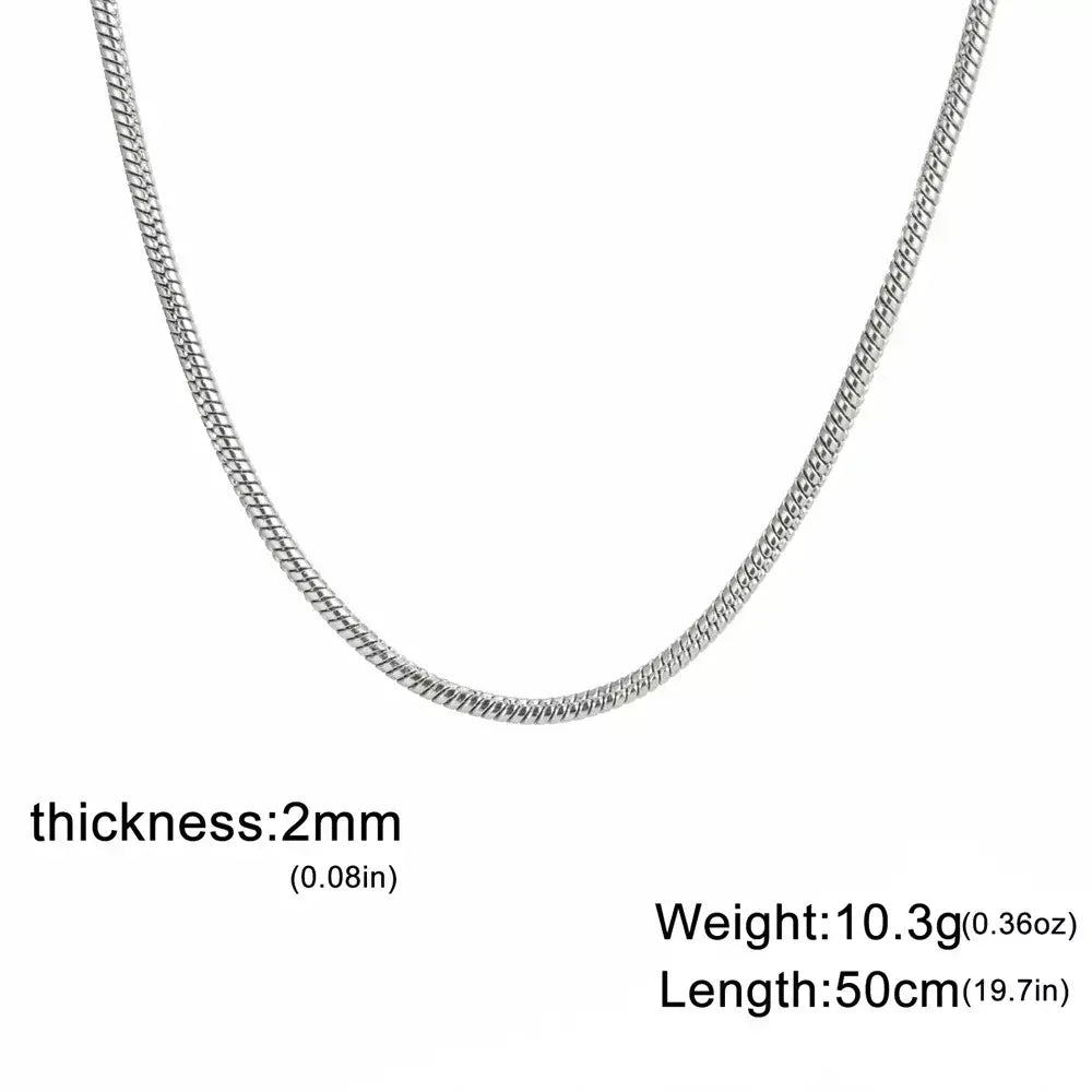 My Shape Rodada Cobra Cadeia Colar para Mulheres Homens Aço Inoxidável Link Cadeia 0.9mm 1.2mm 2mm Cadeia Gargantilha Moda Jóias Presentes