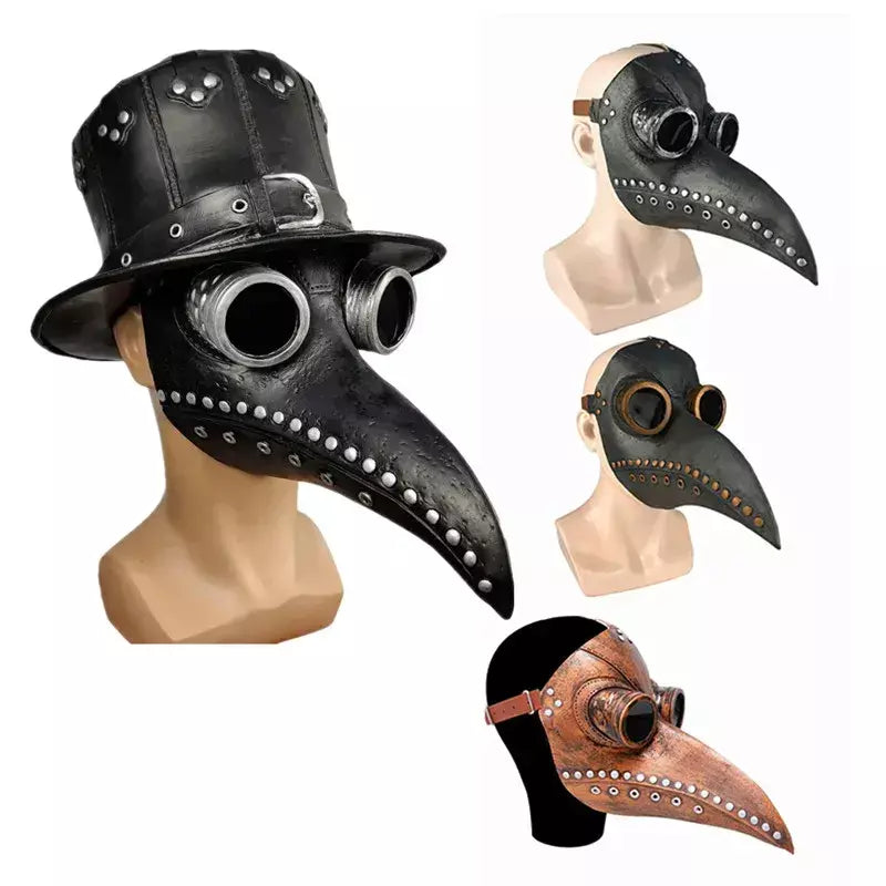 Halloween preto borracha praga médico máscara nariz longo pássaro beek steampunk gás látex máscara facial cosplay prop para crianças e adultos