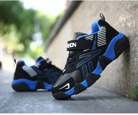 Quatro estações de couro crianças sapatos antiderrapantes ao ar livre tênis caminhada casual meninos esporte tênis tamanho 28-39