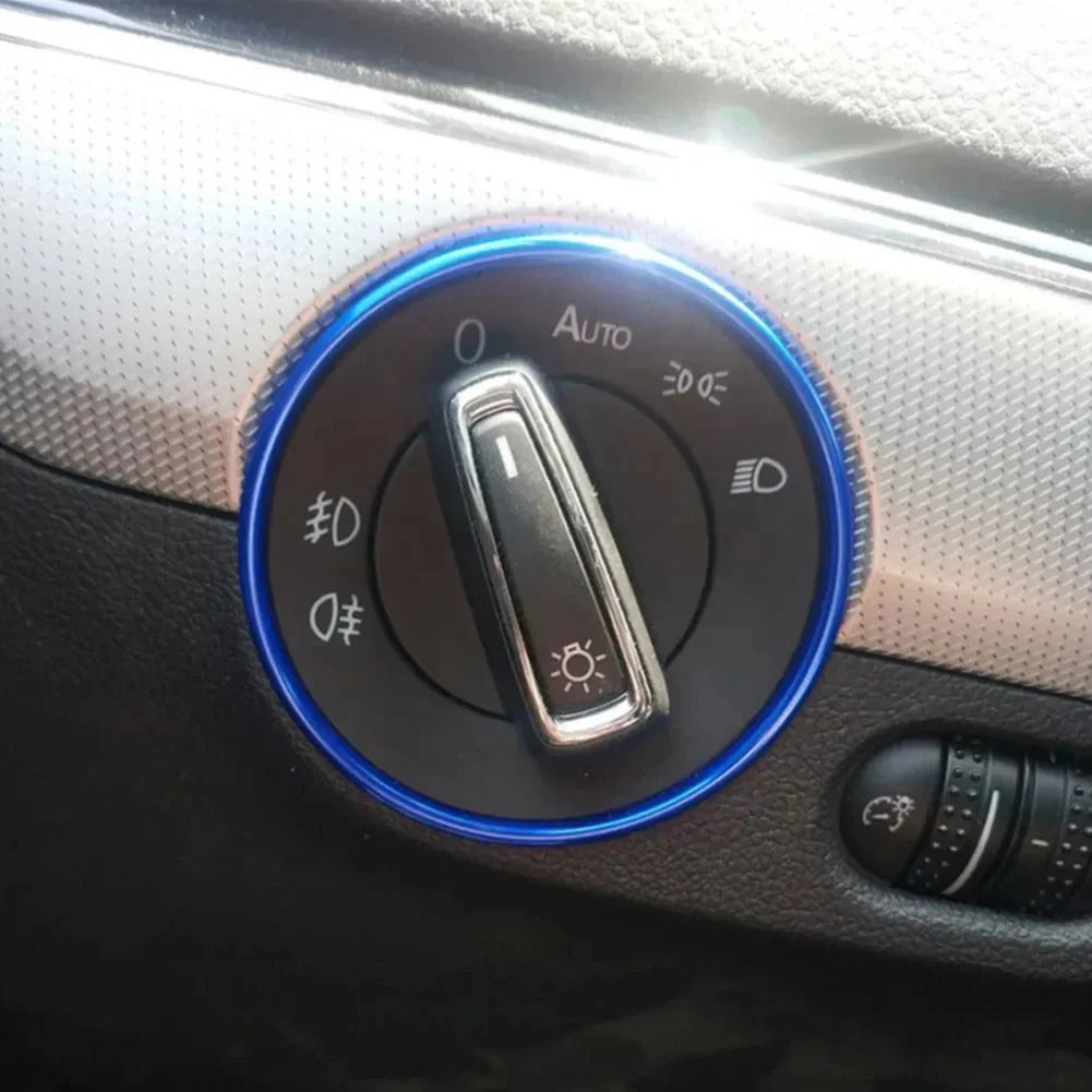 Adesivo decorativo de alumínio para interruptor de farol interno de carro, anel de guarnição para golf mk4 e passat b5, adesivo de moldura decorativa