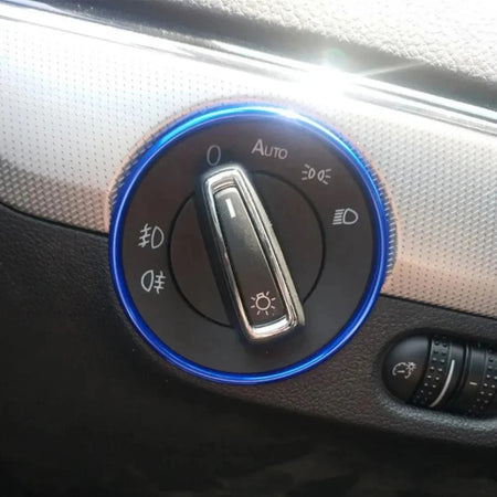 Adesivo decorativo de alumínio para interruptor de farol interno de carro, anel de guarnição para golf mk4 e passat b5, adesivo de moldura decorativa