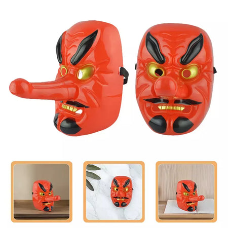2 pçs tradicional japonês drama máscara japonês samurai máscaras para adultos fantasma vermelho máscara facial para carnaval halloween cosplay adereços