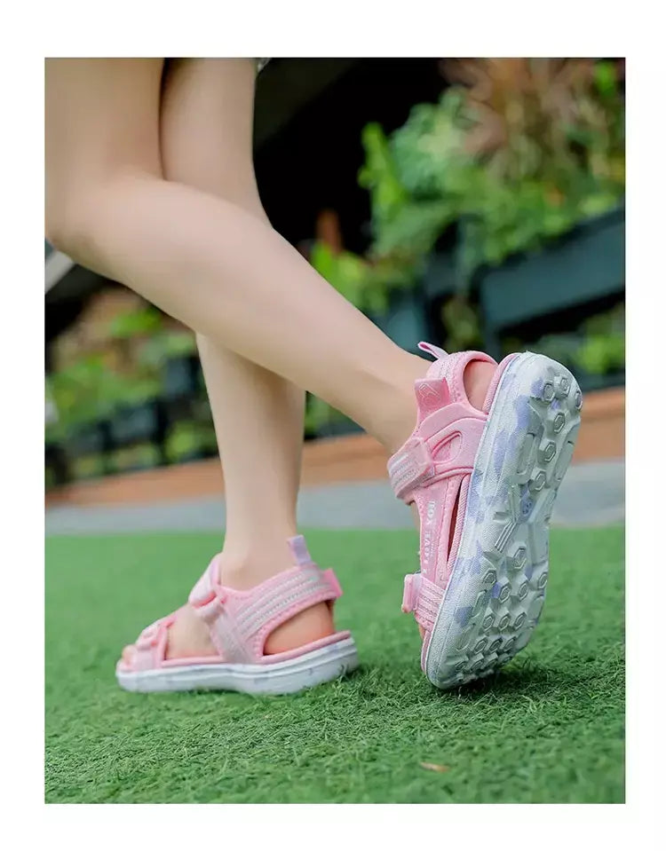 Sandálias de verão para meninas, sandálias esportivas ao ar livre, sapatos de praia casuais, confortáveis, antiderrapantes, moda, tamanho 40