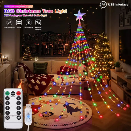 Led ao ar livre decorações da árvore de natal luzes usb 2/3m à prova dwaterproof água luzes da corda de fadas 8 modos quintal interior iluminação festa casamento