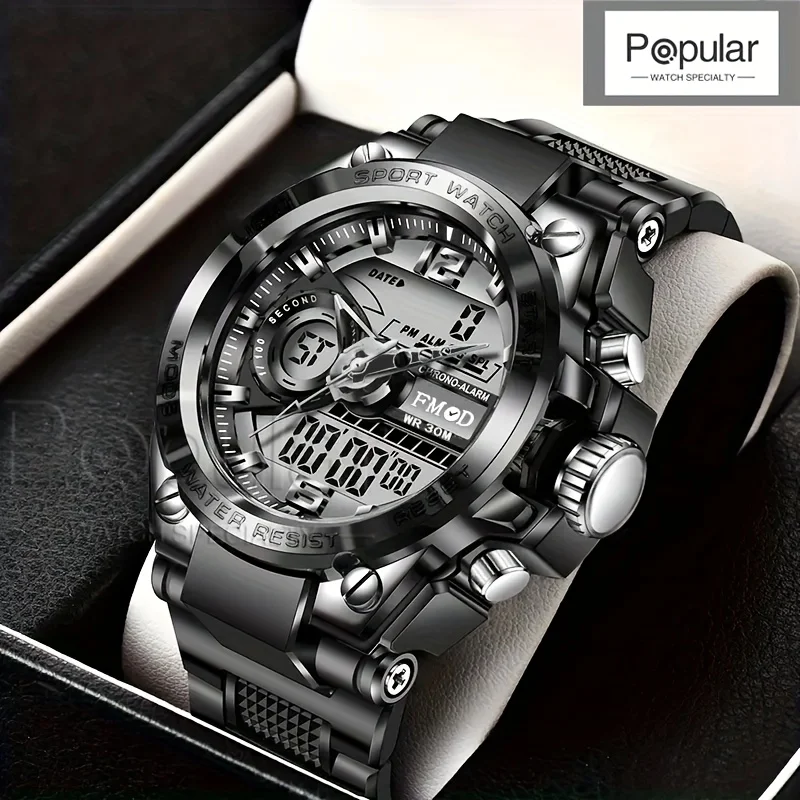 Relógio de pulso militar de aço digital masculino led relógio de quartzo relógio esportivo masculino grandes relógios masculinos