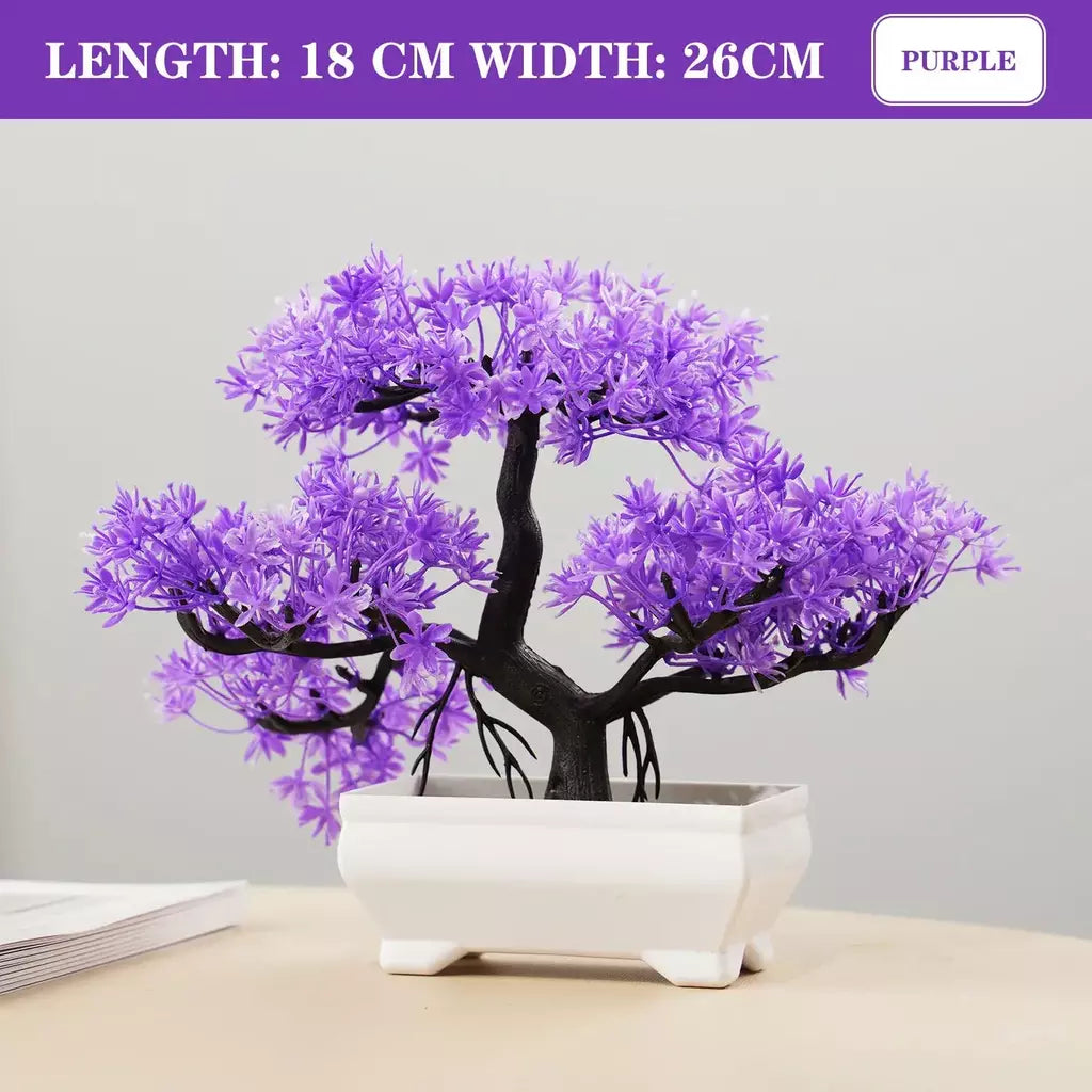Plantas artificiais em vaso bonsai lindas pequenas plantas de árvore flores falsas ornamentos em vaso para casa jardim decoração oficial do hotel