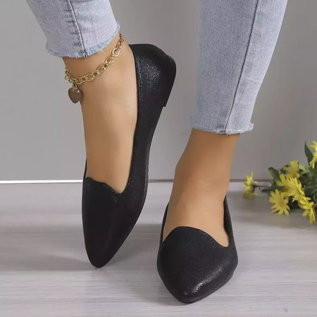 Mocassins deslizantes respiráveis para mulheres, sapatilhas rasas de balé elástico, fundo macio, sapatos de barco com dedo apontado, tamanho grande, 43, moda, 2024