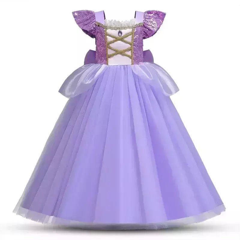 Rapunzel vestido para meninas cinderela belle vestir-se fantasia crianças aniversário princesa traje crianças roupas de festa de halloween 3-10y