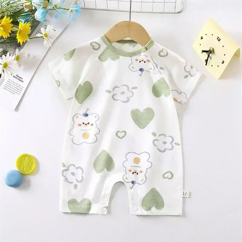 Bonito dos desenhos animados do bebê macacão verão de manga curta algodão fino recém-nascido roupas infantis bodysuit meninos meninas rastejando roupas macacão