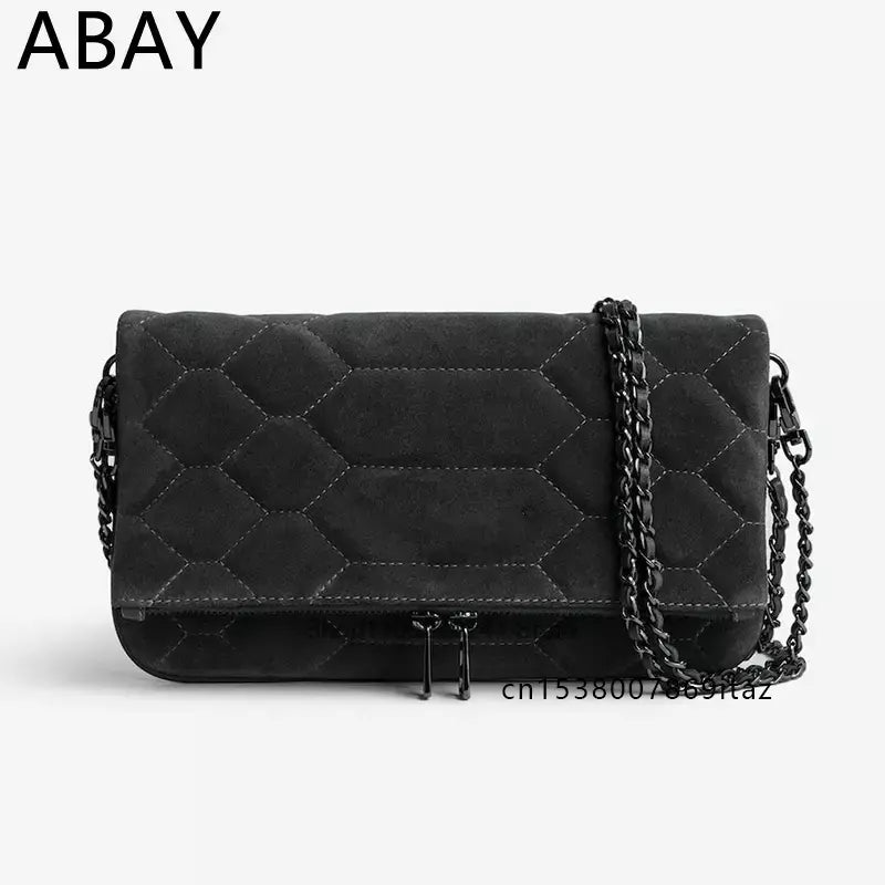 Decoração Metal Chain Strap PU Envelope Handbag para Mulheres, Designer de Luxo Crossbody Bags, Couro 2 Cadeia, Senhoras