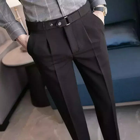 Calça de negócios justa masculina recortada, calça reta elástica, terno masculino de alfaiataria social, estiramento formal tressed, verão, 9 calças recortadas