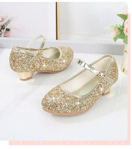 Meninas sapatos crianças salto alto glitter sandálias de cristal moda fivela crianças princesa sapato dança estudante desempenho sapatos de couro