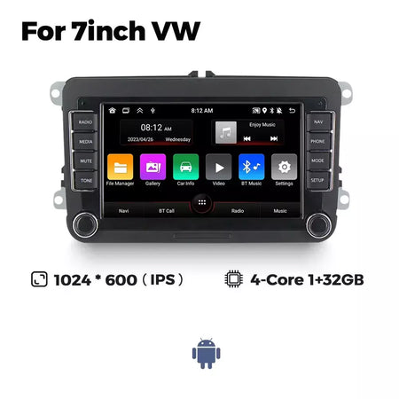 Android 13 sem fio carplay auto carro multimídia player tela ips gps wifi 7/8/9 ''rádio do carro para vw passat golf polo jetta skoda
