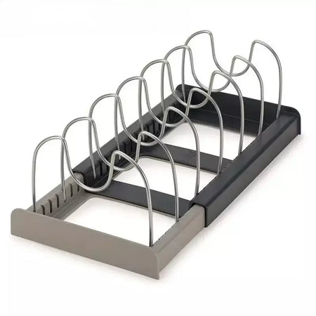 Novo rack de panela telescópico de 6 grades, organizador de panelas, suporte de armário que economiza espaço para panelas, panelas e tampas, mantenha sua cozinha pura e arrumada