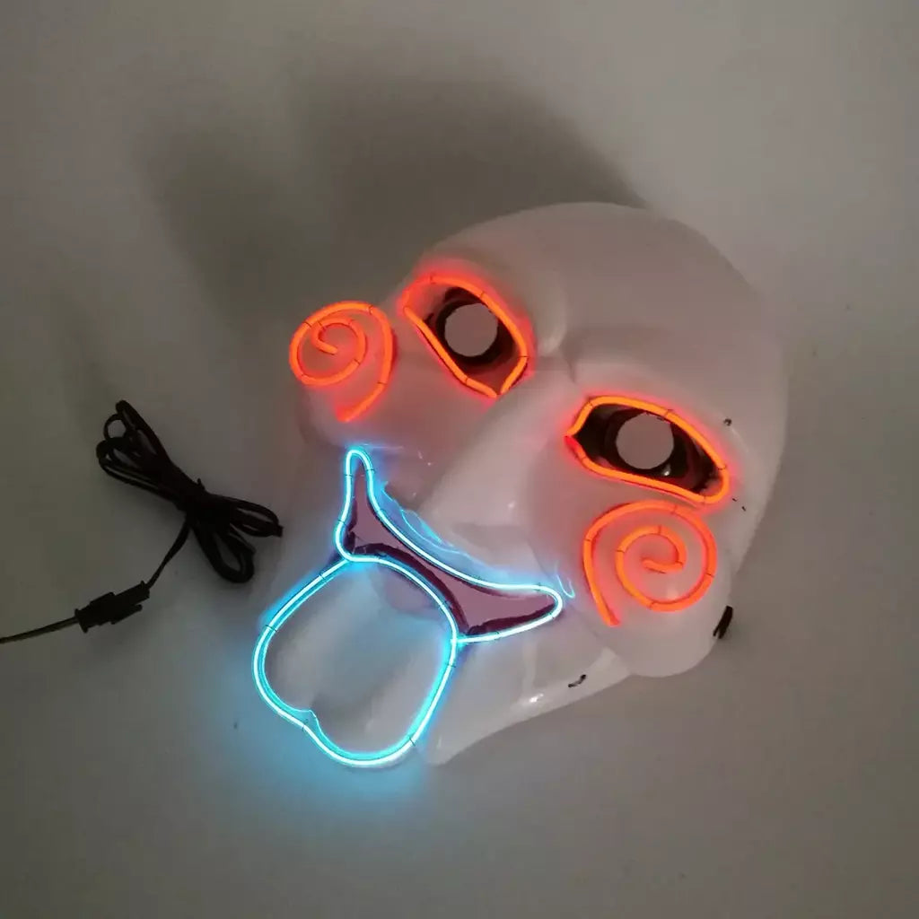 Led slipknot máscara dj halloween masquerade cosplay traje adereços assustador máscara brilhante para adultos homens halloween slipknot máscara