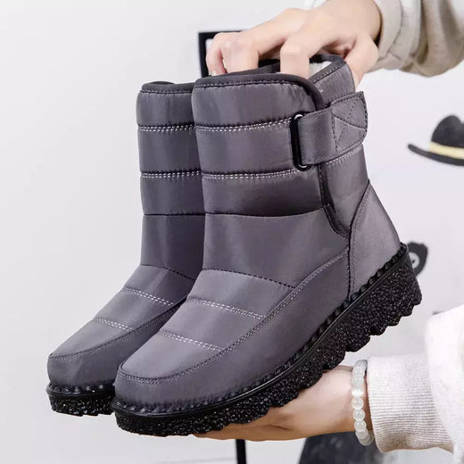 Botas de neve impermeáveis antiderrapantes para mulheres, sapatos de plataforma, tornozelo quente, sapatos acolchoados de algodão, inverno